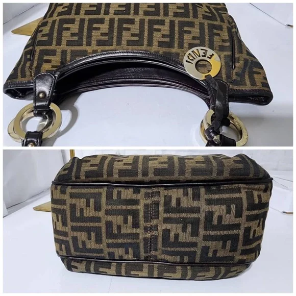 Authentic FENDI Zucca Small Chef Shopping Tote Bag Tobacco Moro Brown